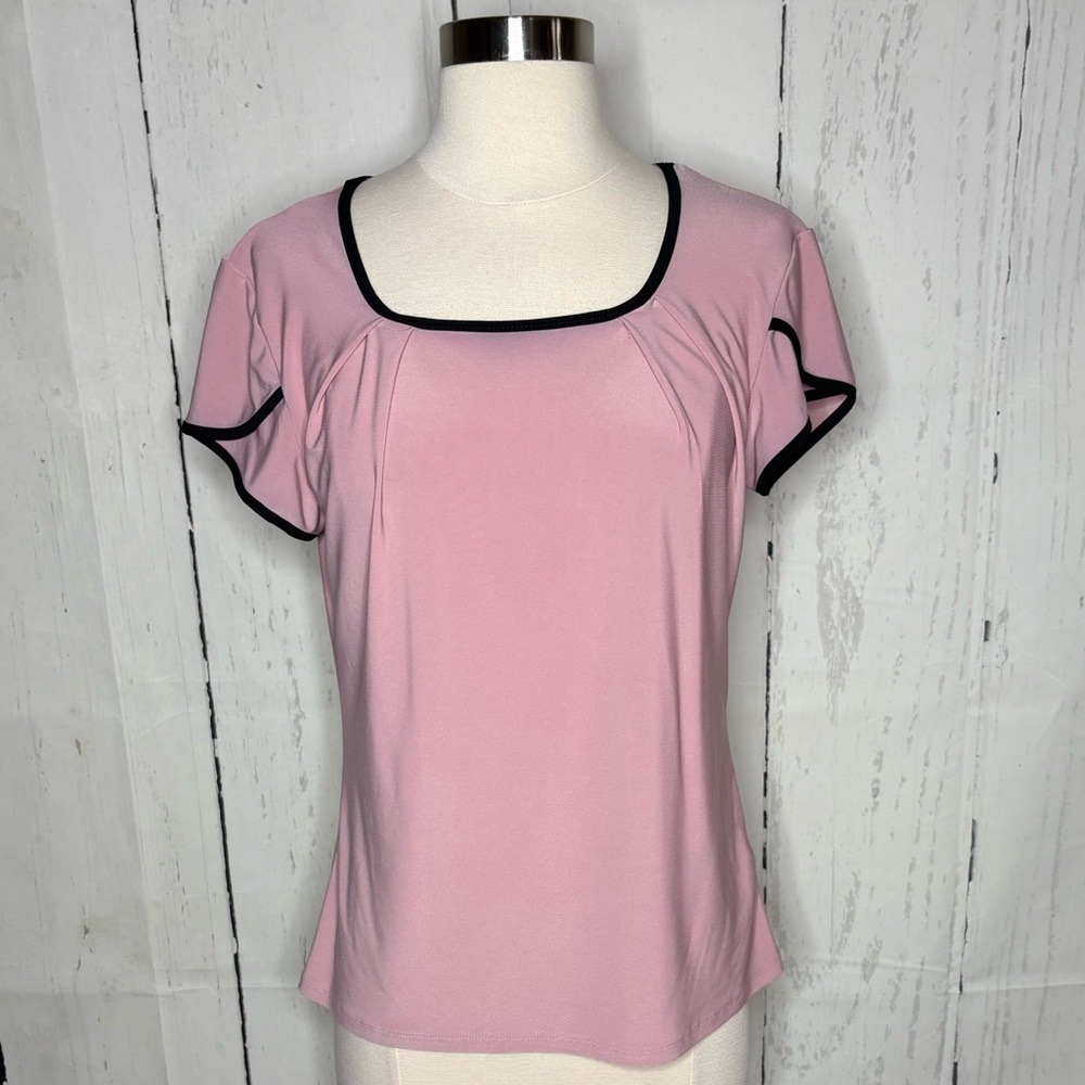 Pink Women's Top with Black Trim
